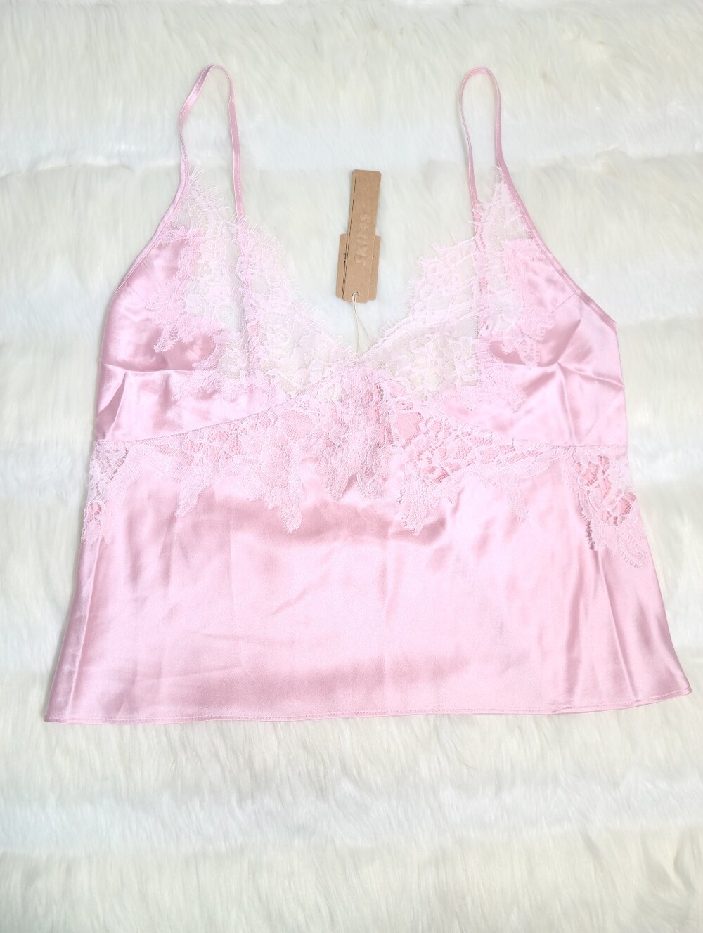 SKIMS Silk Lace Cami Pink Peony Tonal Women XS NEW